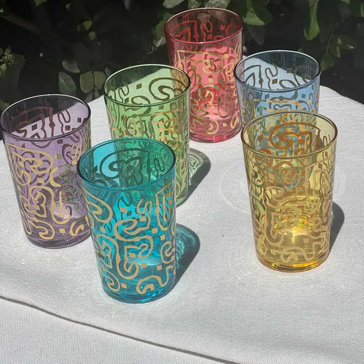 Moroccan Tea Glasses "Casablanca" Design, S/6