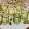 Ribbed Green Glass Votive Candle Holder