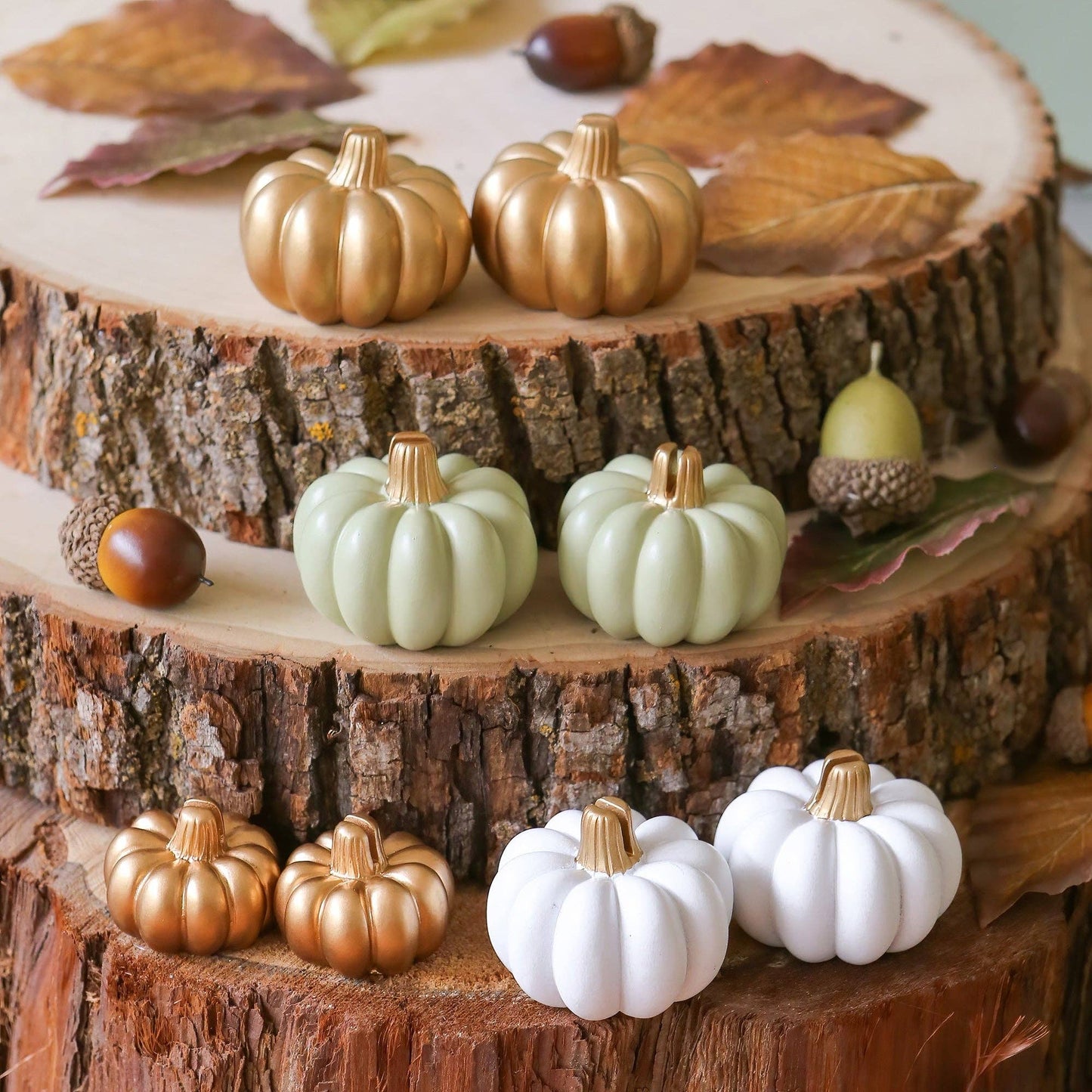 Sage Green Pumpkin Place Card Holder (Set of 6)