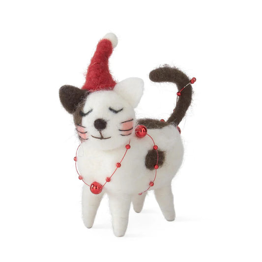 4.5" Cat w/ Red Hat Ornament