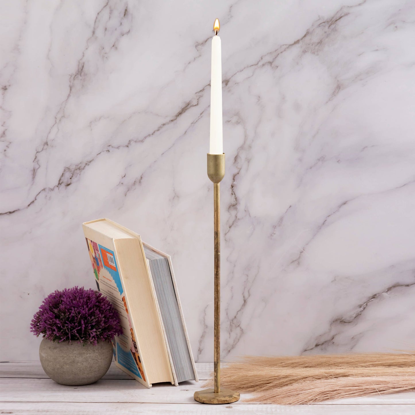 Candle Holder H 12" x Dia 2.25" Old Brass: OLD BRASS / IRON