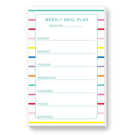 WEEKLY MEAL PLAN LARGE NOTEPAD: Turquoise Multi Stripe