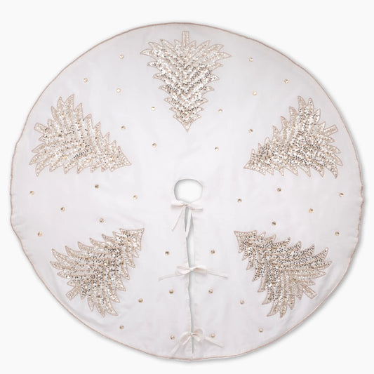 48" Gold Tree on Cream Christmas Tree Skirt