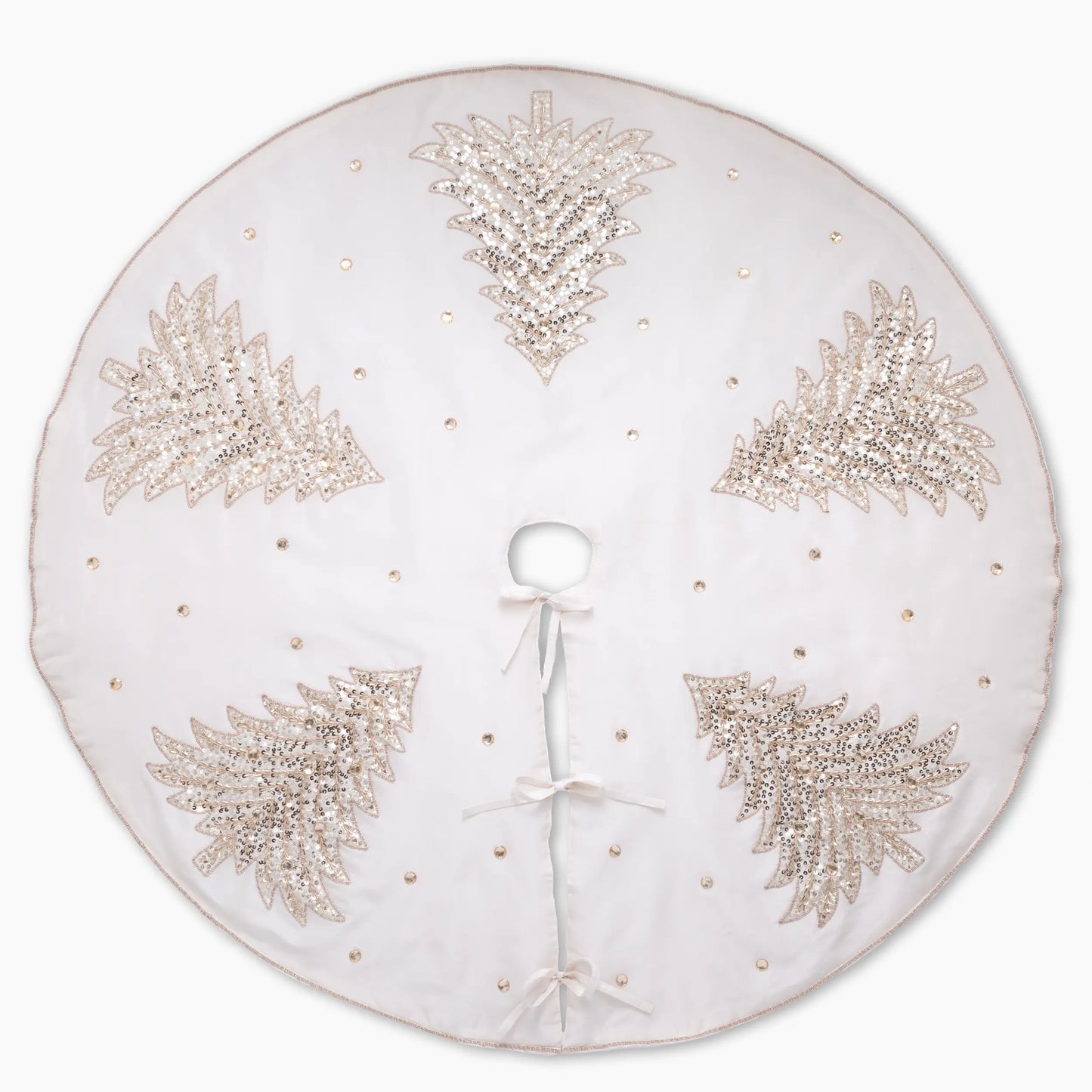 48" Gold Tree on Cream Christmas Tree Skirt