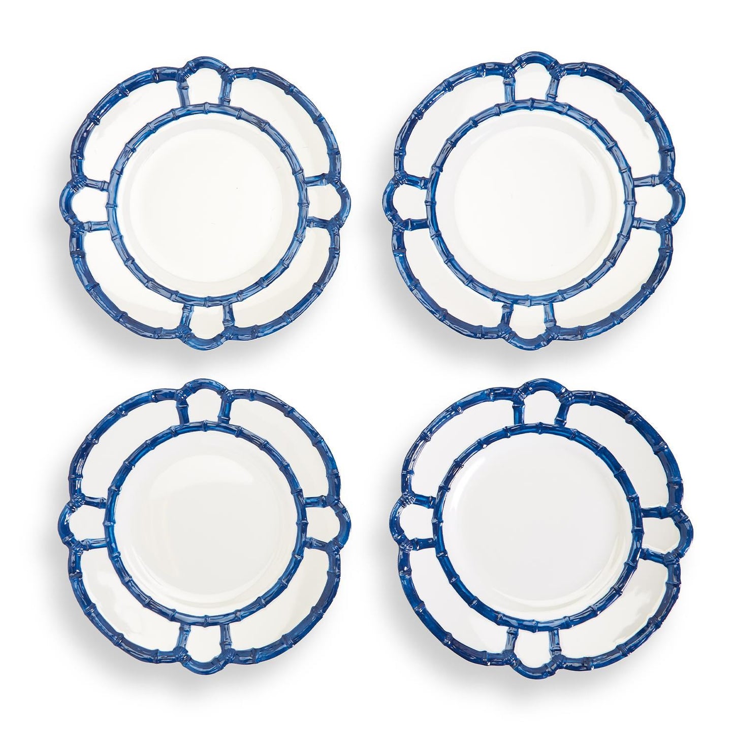 Melamine Dinner Plates-"Bamboo Touch" Blue S/4