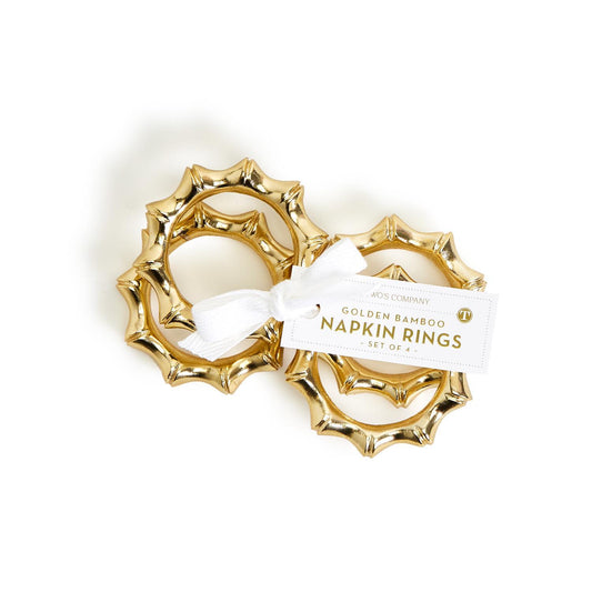 Golden Bamboo Napkin Rings - S/4