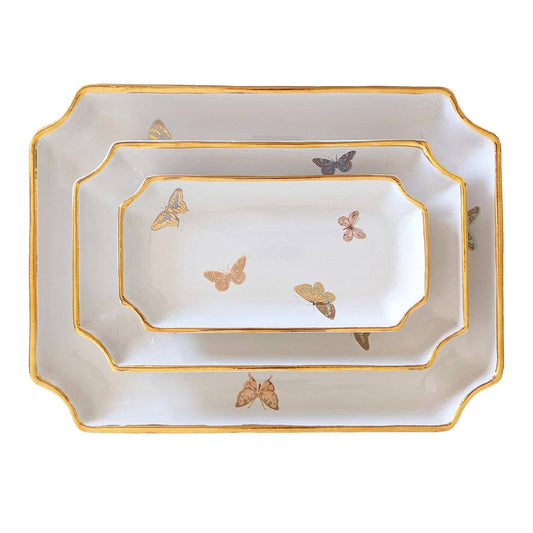 Small Butterflies Tray with 22K Gold Accent