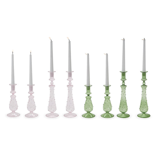 Pair of Easter Blooms Hand-Blown Taper Candle Holders