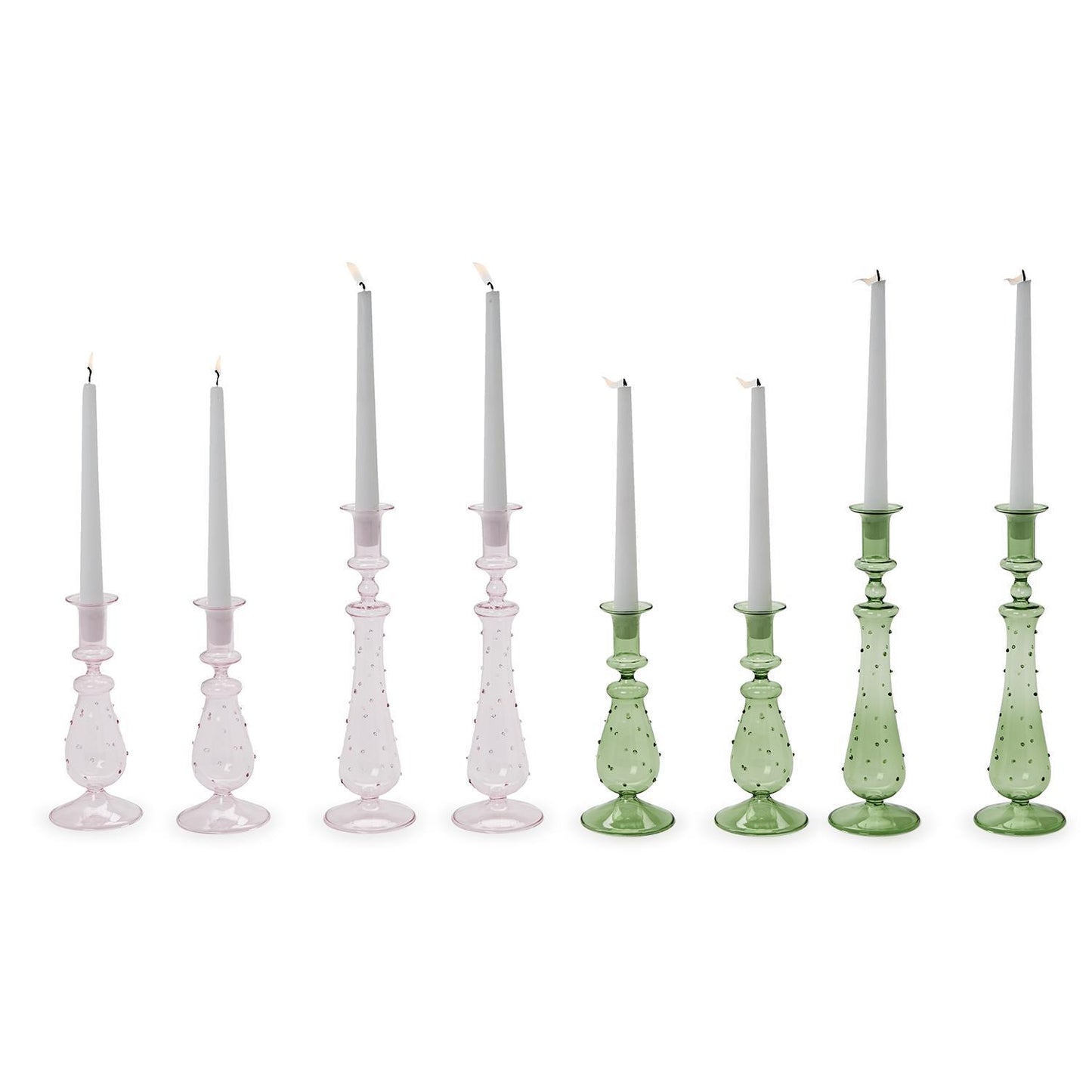 Pair of Easter Blooms Hand-Blown Taper Candle Holders