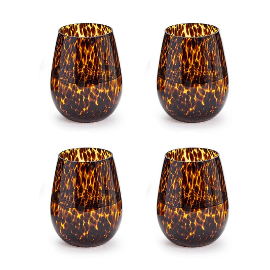 Tortoise Stemless Wine Glass - S/4