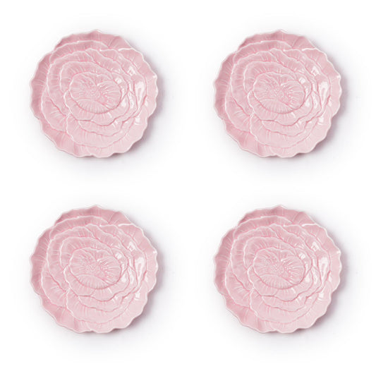 S/4 Pink Flower Tidbit Dish