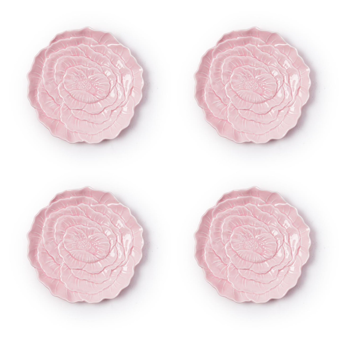 S/4 Pink Flower Tidbit Dish
