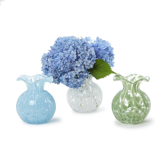 Ruffled Edge Spotted Vase Assorted 3 Colors: White, Blue, Green