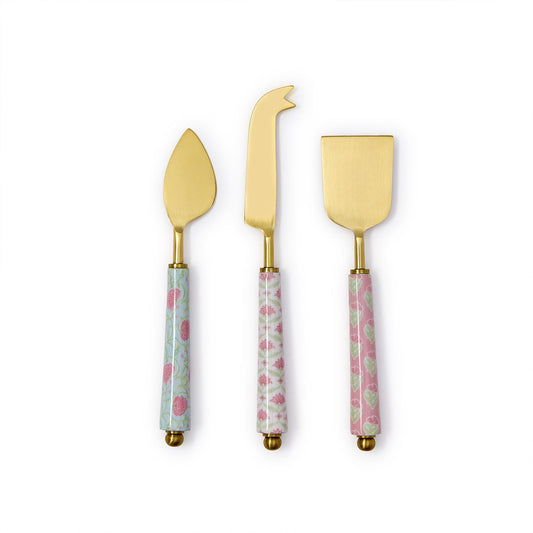 S/3 Floral Block Cheese Knives
