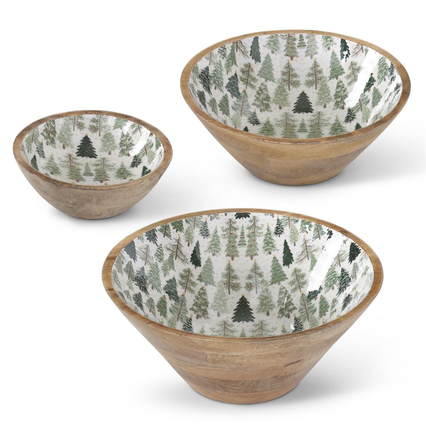 Christmas Trees Enameled Wood Bowl