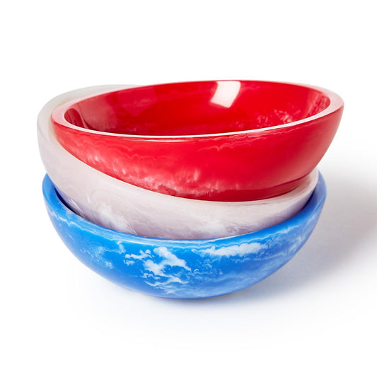 Red, White & Blue Round Tidbit Bowl Set