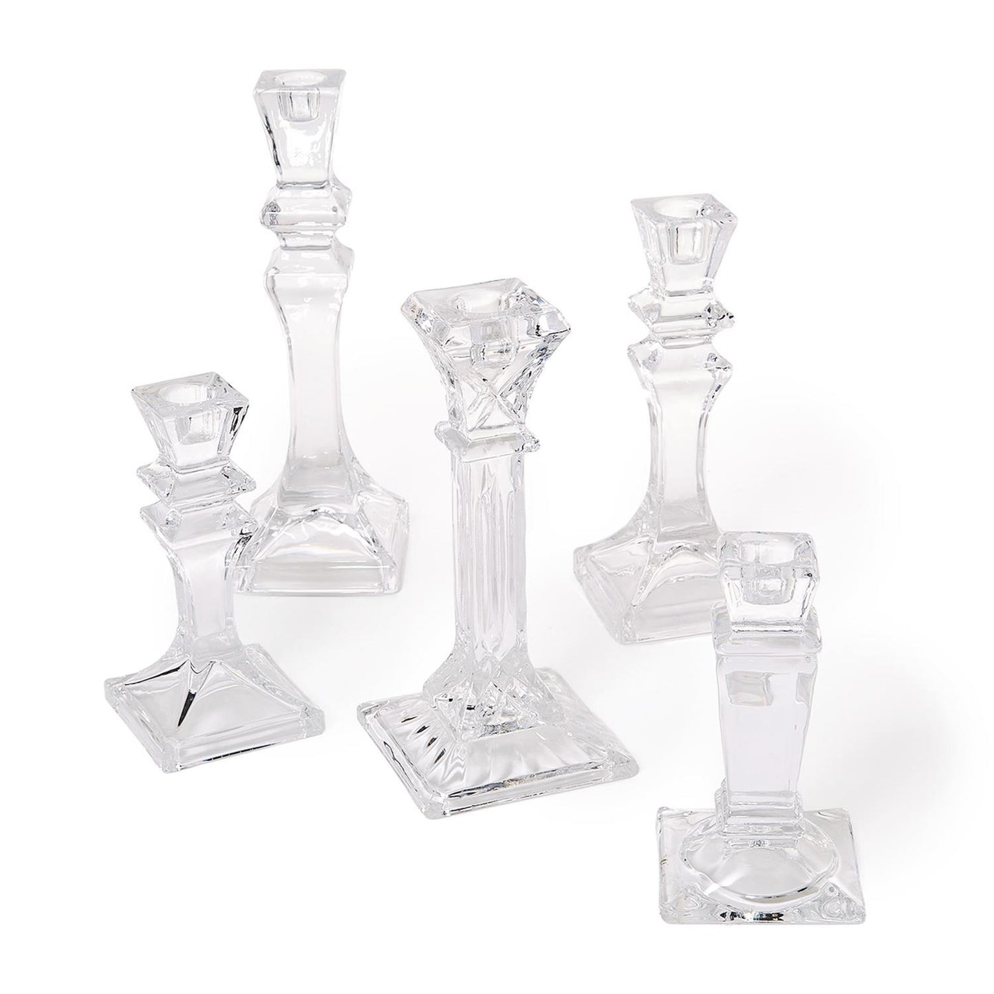 Clear Glass Taper Candlestick Candleholders