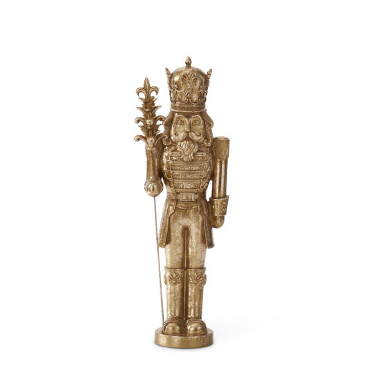 15.5" Gold Nutcracker w/ Pinecone Staff