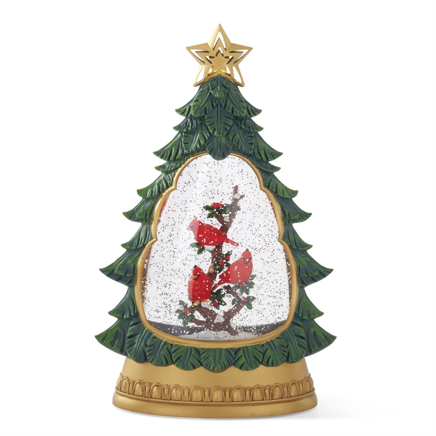 12.25" Snow Globe Tree w/ Cardinals