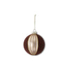 Seed Bead & Brown Velvet Striped Glass Ornament
