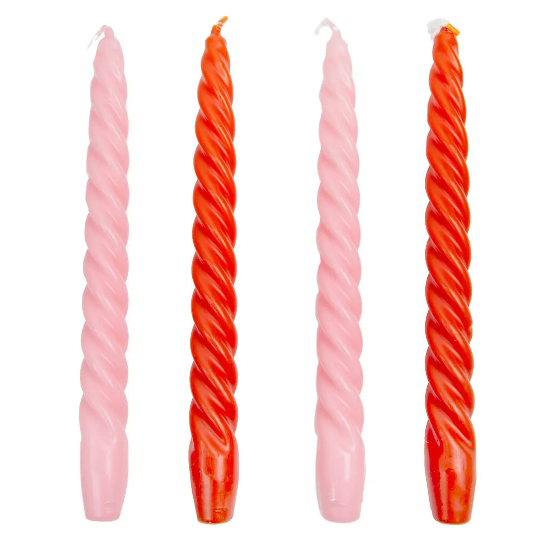 Orange & Pink Spiral Candles S/4