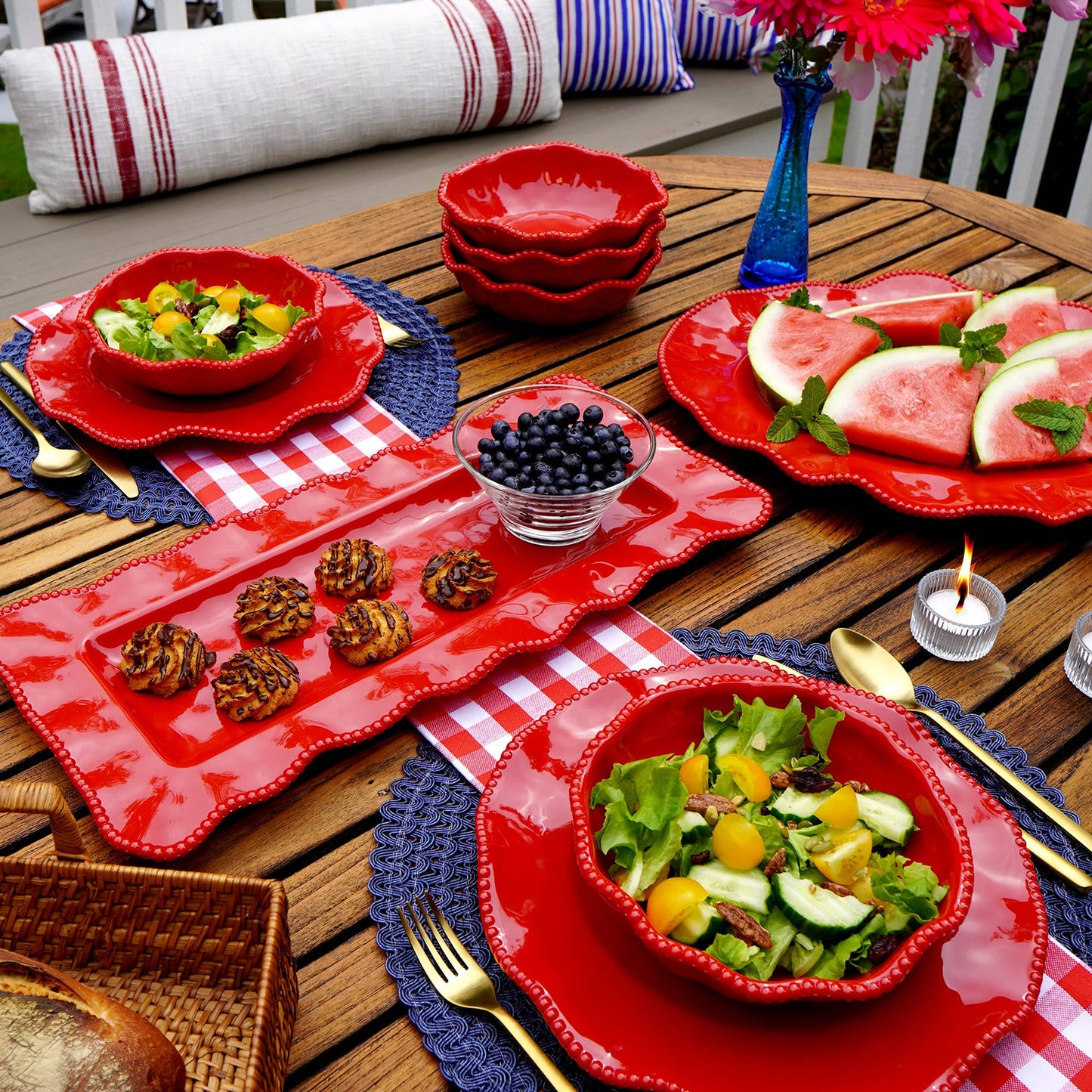 Perlette Rectangular Platter- Red- Melamine