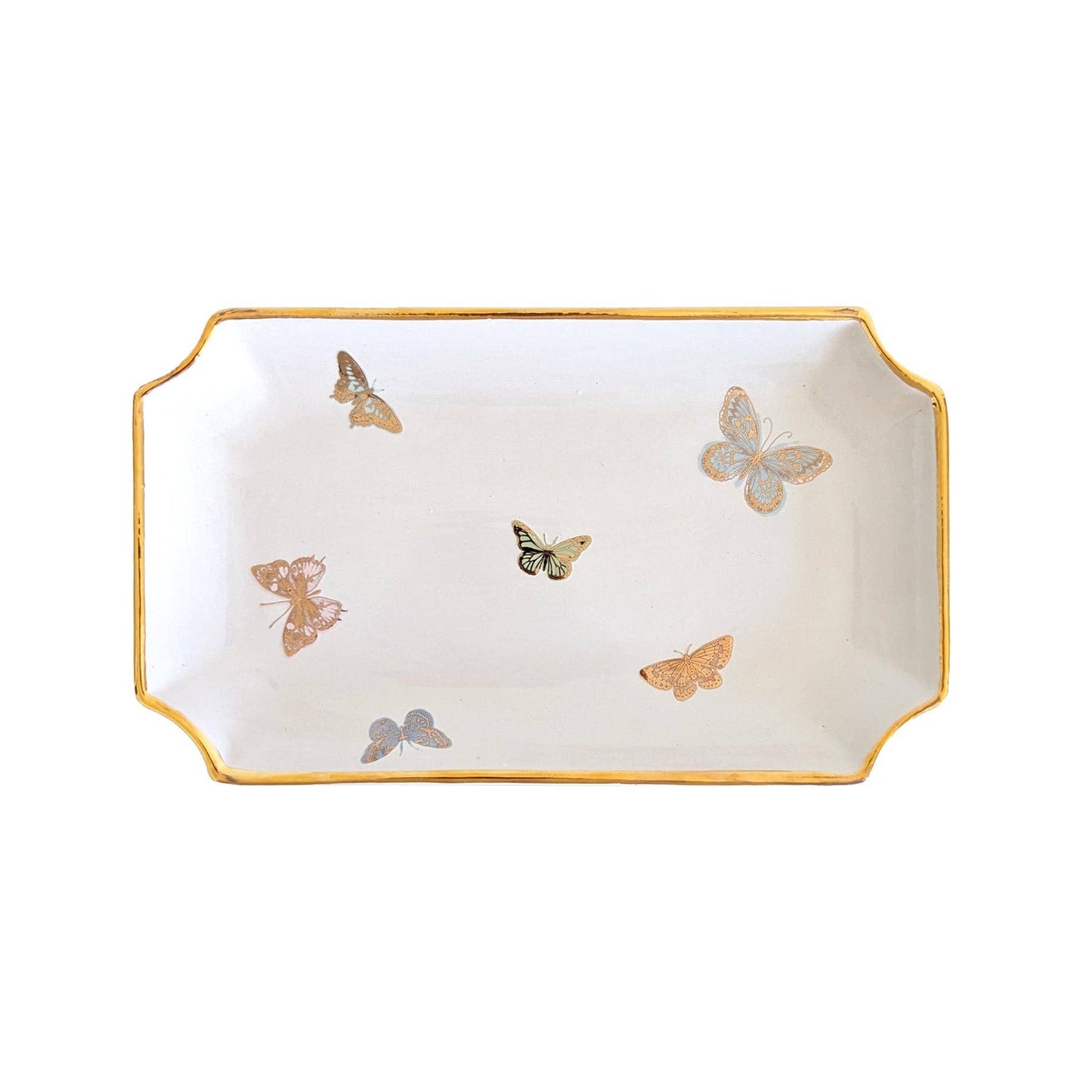 Medium Gilded Butterflies Trays with 22K Gold Accent