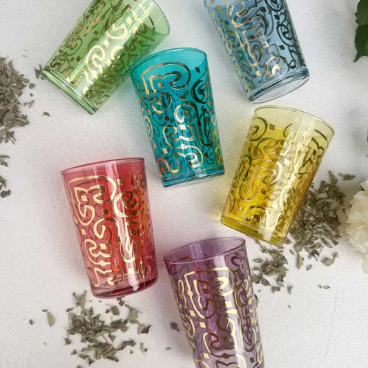 Moroccan Tea Glasses "Casablanca" Design, S/6