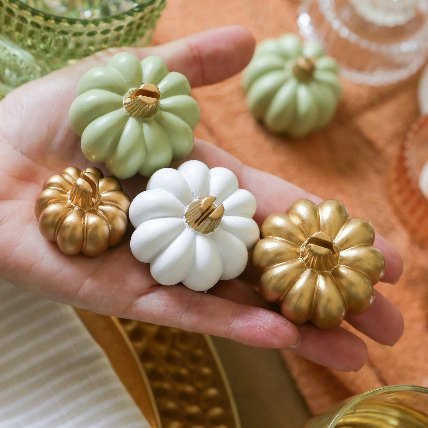 Harvest Gold Pumpkin Place Card Holder, Set of 6