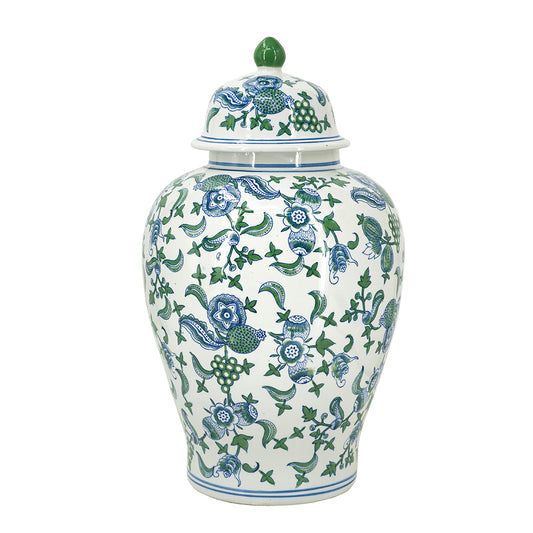 Ginger Jar Blue/Green Cherry Blossoms