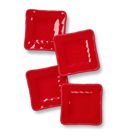 Perlette Canape Plates -Red- Melamine S/4