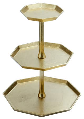 Gilded Octagon Stand, 2-Tier