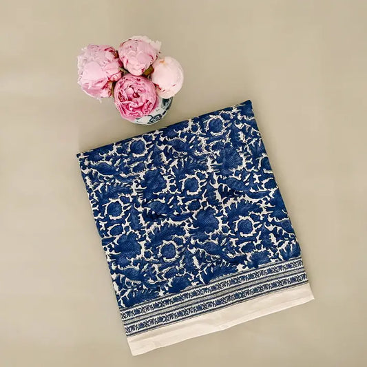 Cobalt Blue Bird Print Tablecloth - 72"x108"