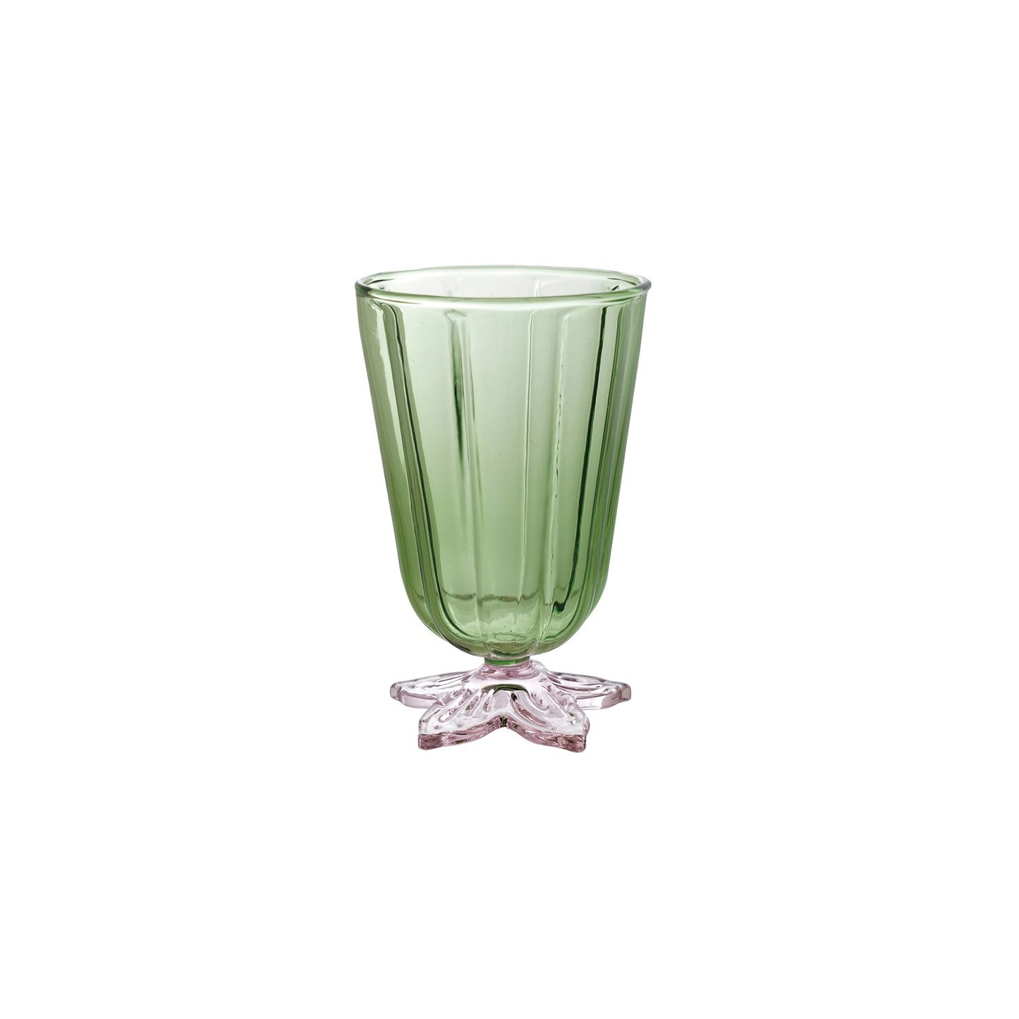 Fluted Drinking Glass W Flower Base S/4