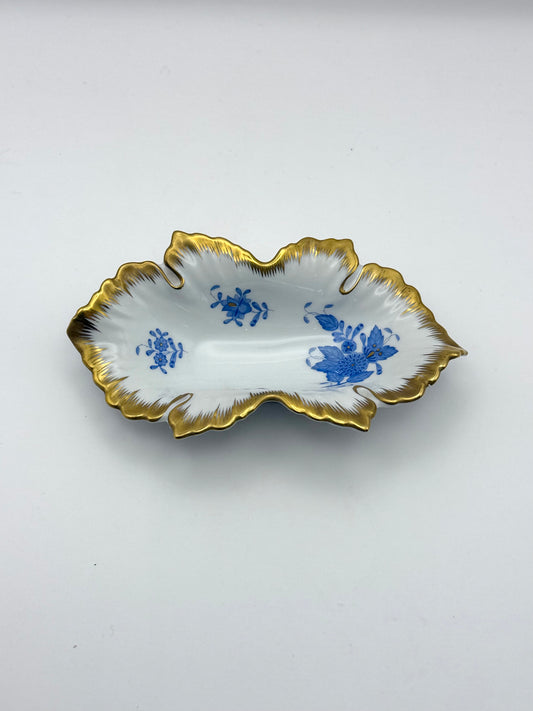 Leaf Trinket Dish Chinese Bouquet Blue