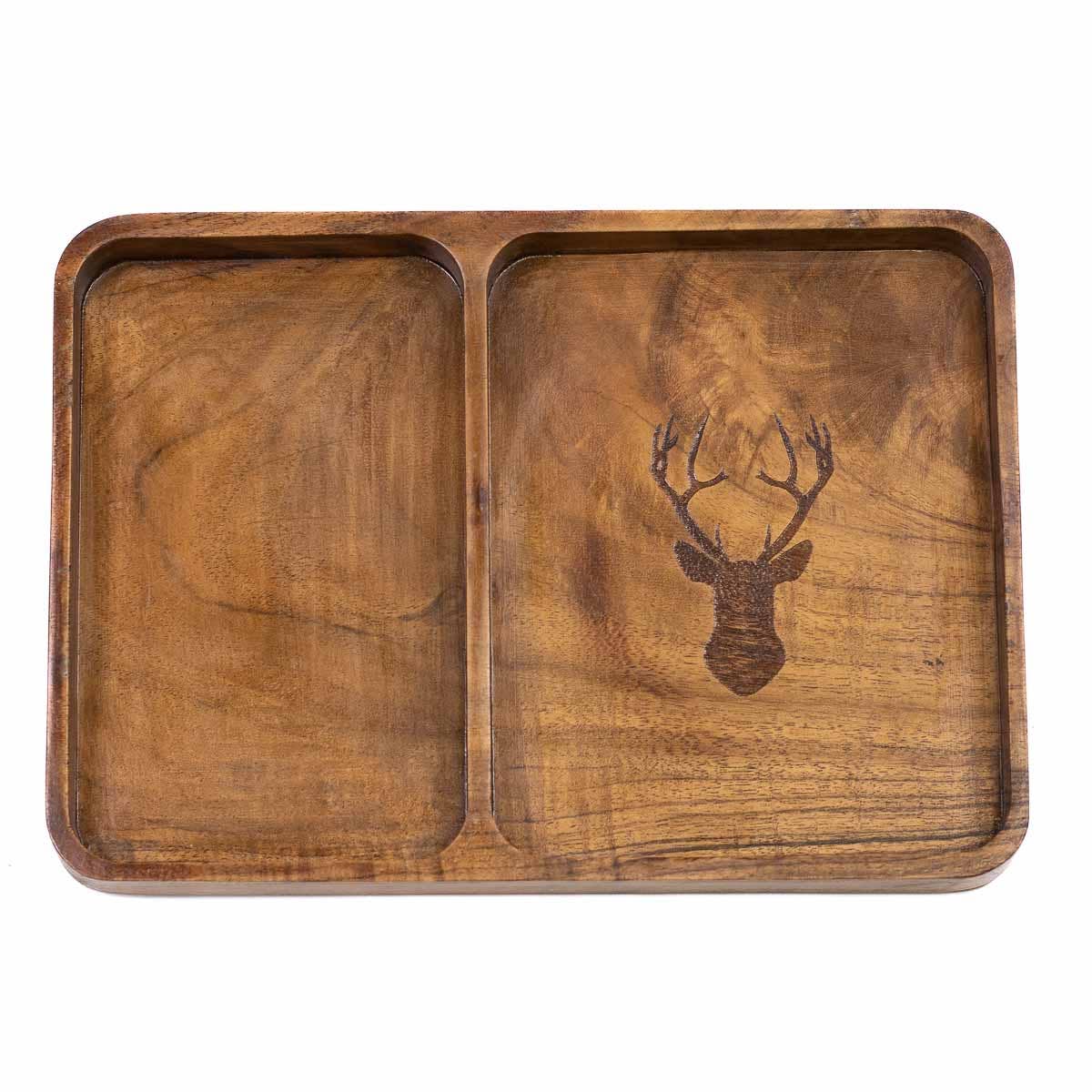 Deer Etched Wood Valet Tray - 10x7x1