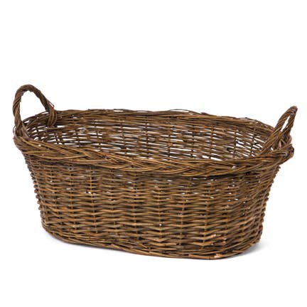 Oval Dark Brown Basket w/ Handles