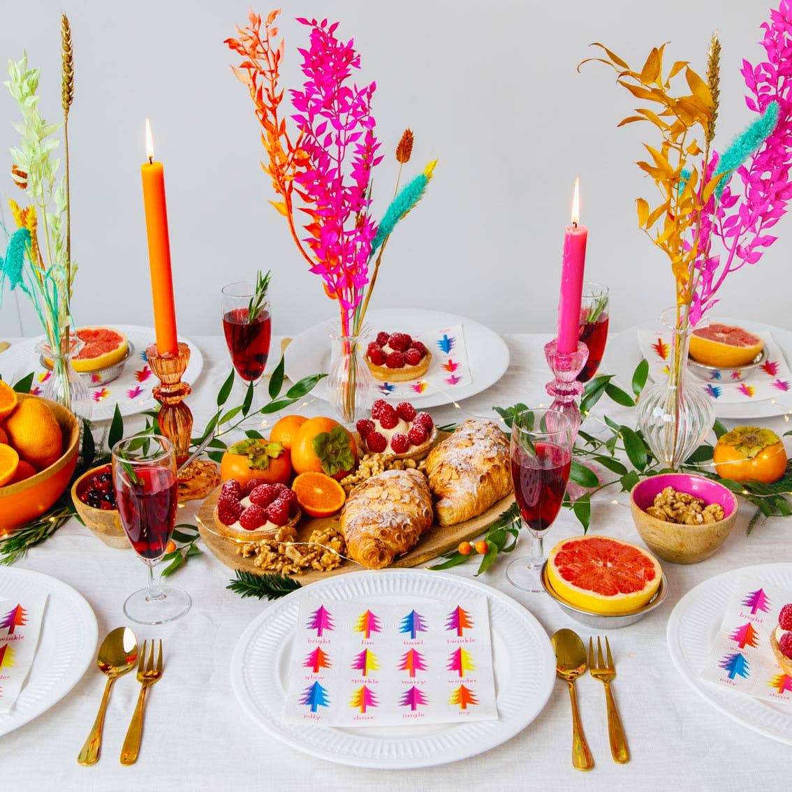 Pair of Orange Glass Candlesticks
