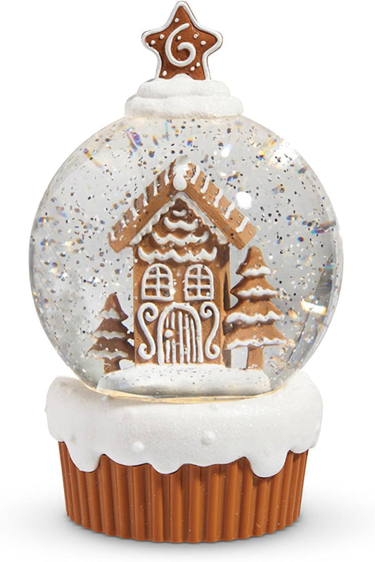7.75" Lighted Gingerbread Village Cupcake