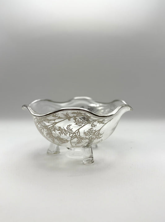 Silver Overlay Small Pedestal Bowl