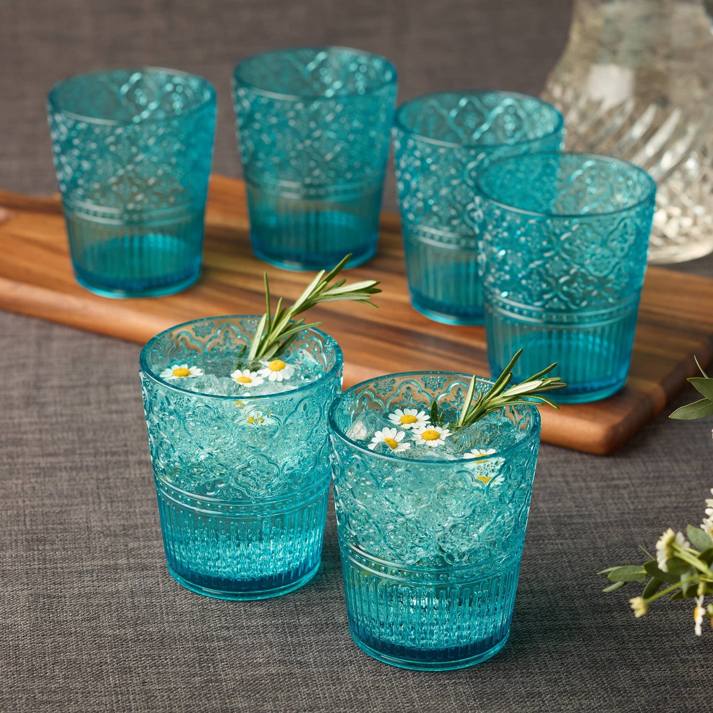 Victoria Aqua Acrylic Glass, S/6