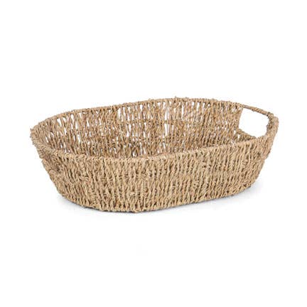 Oval Seagrass Wire Tray Basket w/ Handles