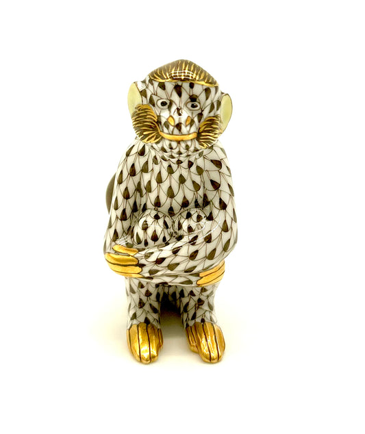 Herend Monkey Sitting Chocolate