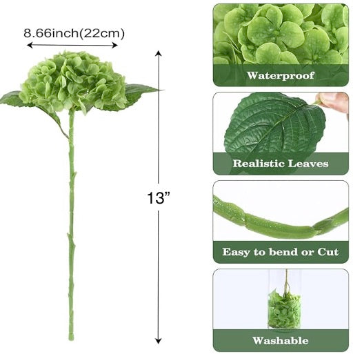 Real Touch Hydrangea Bundle - Green - 13"
