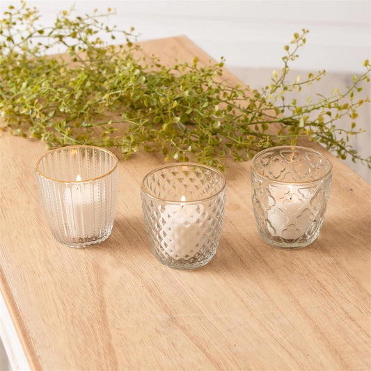 Glass Votive Holder Gold Rim