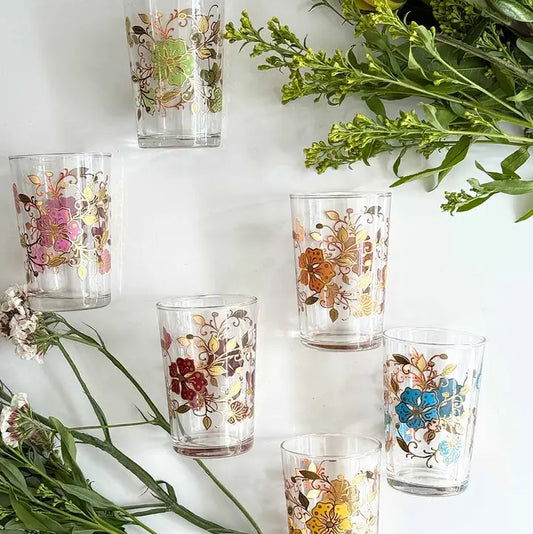 Moroccan Tea Glasses "Flower" Design, S/6