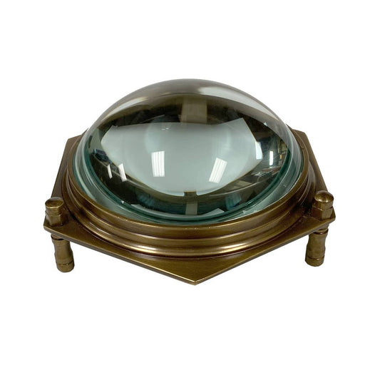 Antiqued Brass Hexagonal Dome Desk Magnifier, 4"