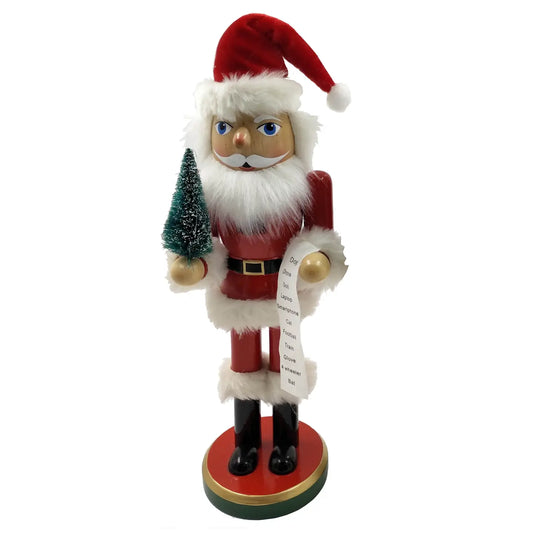 14" Santa w/ Tree & List Nutcracker