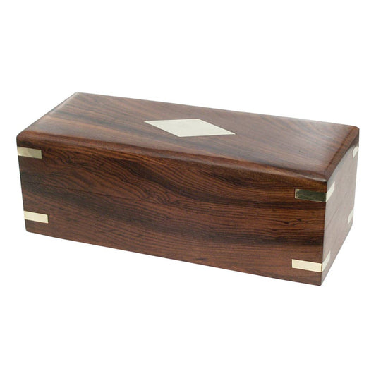 8-1/2" Wood Telescope Box w/ Brass Diamond Inlay