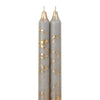 12" Decorative Taper 2pk: Stone w/ Gold